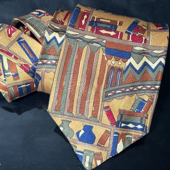 Missoni Library Books Silk Tie Necktie Neckwear EUC Jugs African Matisse Cubist - Picture 3 of 6